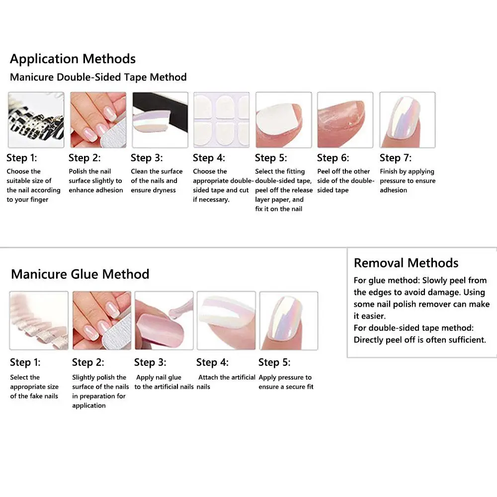 24 Uds. De uñas postizas con purpurina de perlas y flores, transparentes con gelatina, adhesivo de doble cara, usables