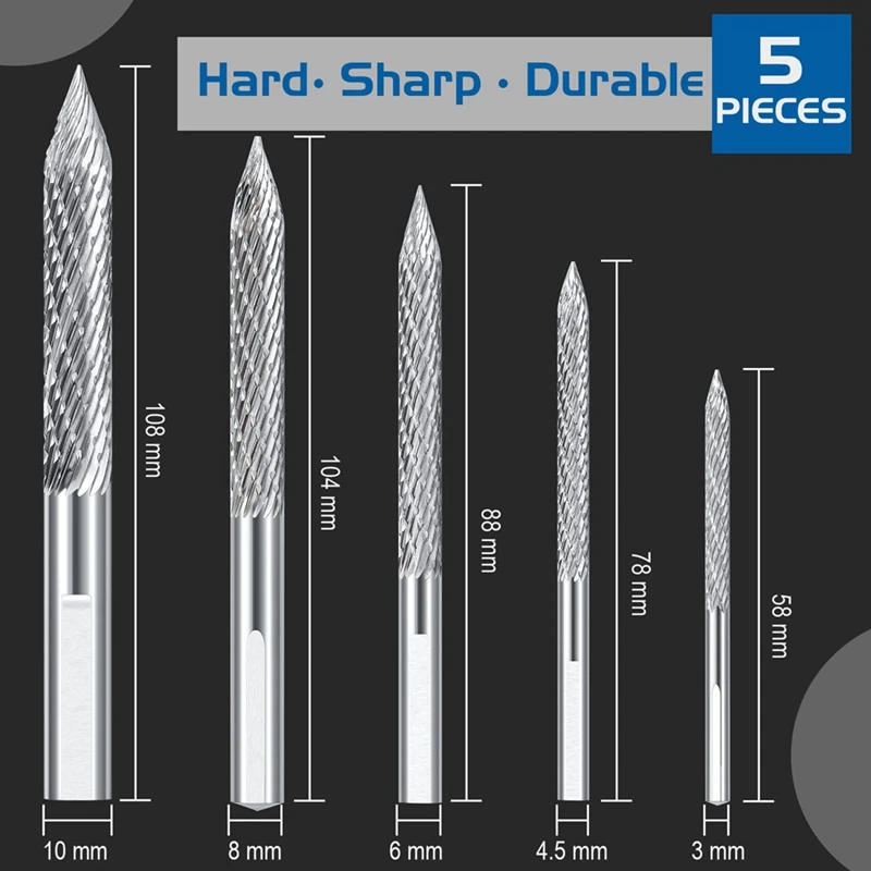 B62B 5 Pack Mushroom Nail Bit Air Drill Tire Repair Tool, Tire Repair Cutters Wire Cutter Reamer Drill Bits 3-10mm