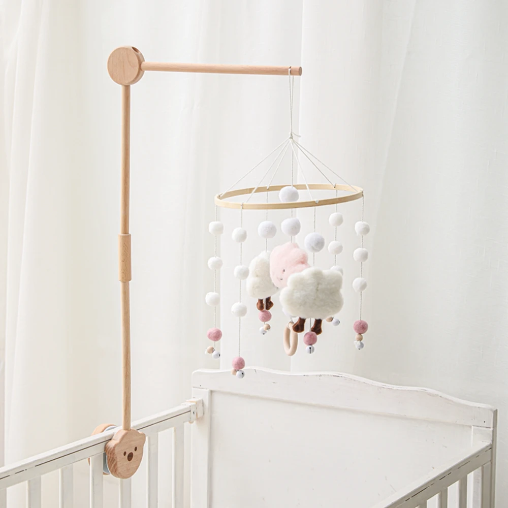 12pcs/1set Assembly Rattles Infant Crib Mobile Bracket Protection Newborn Baby Toys Bear Bed bell Bracket Wooden Bed Accessories