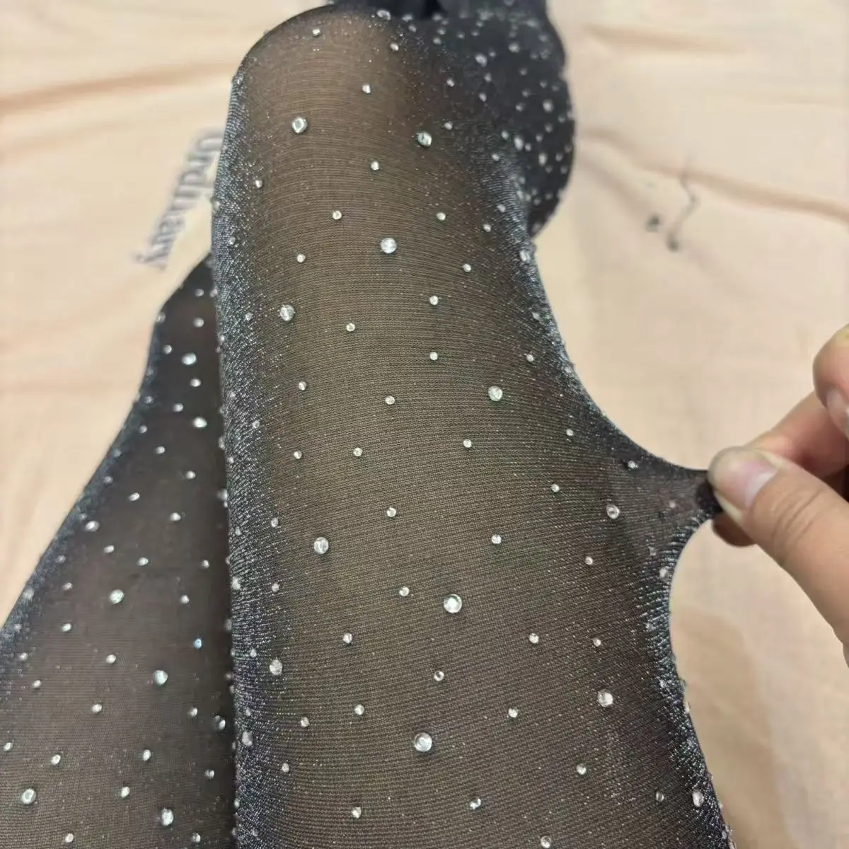 Black Rhinestone Tights for Women One Size Slimming Sexy High Stretch Fishnet Leggings Casual Pantyhose 40-65kg Drop Shipping