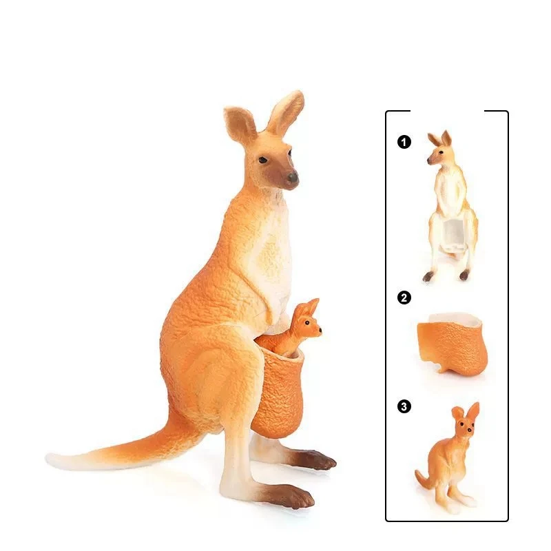 Animal Kangaroo with Baby Model Realistic Figurine Sculpture for Desktop Home Decoration