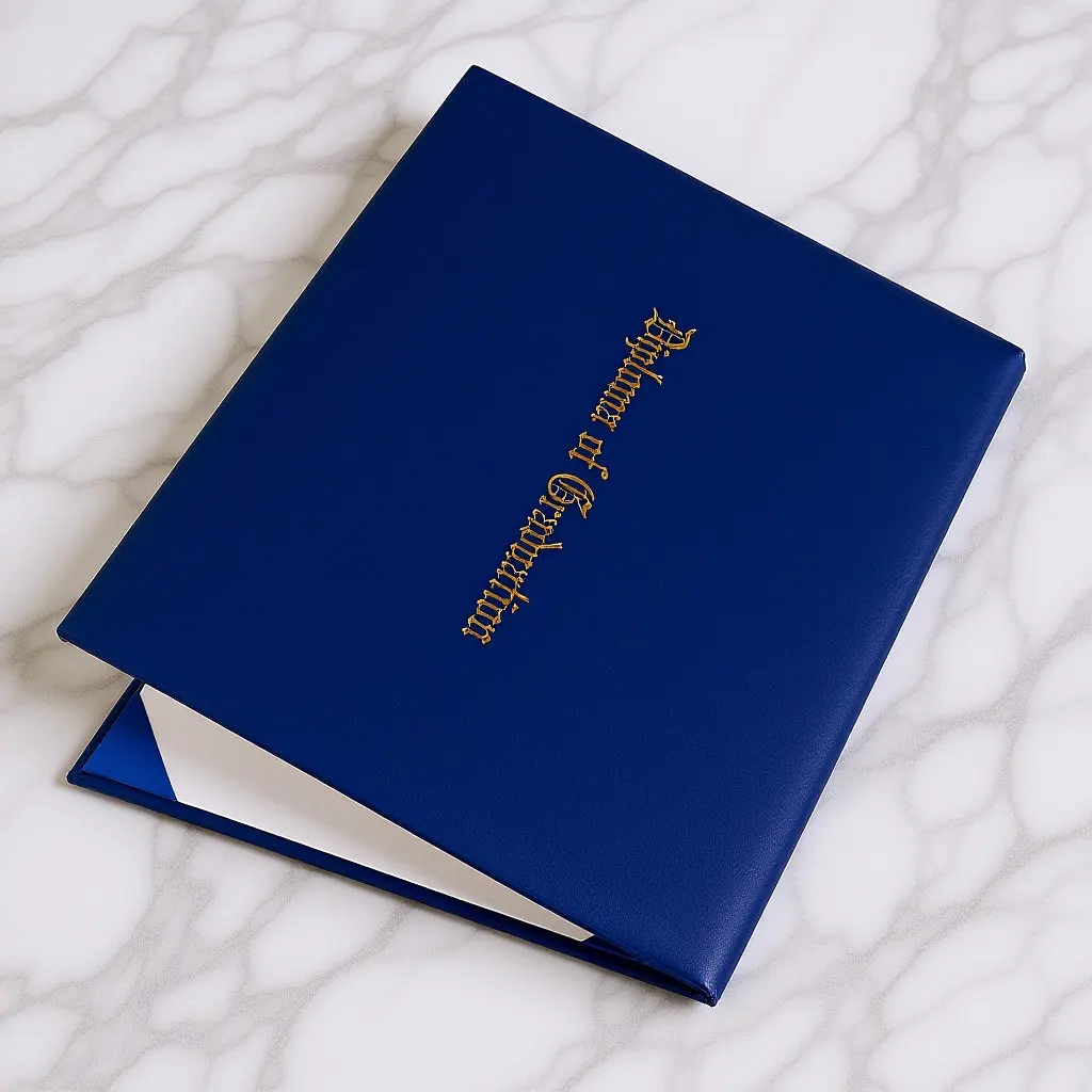 

College Diploma Cover Smooth Faux Sponge PVC Diploma Holder with Satin Corners Plastic Inner Pages for Certificates