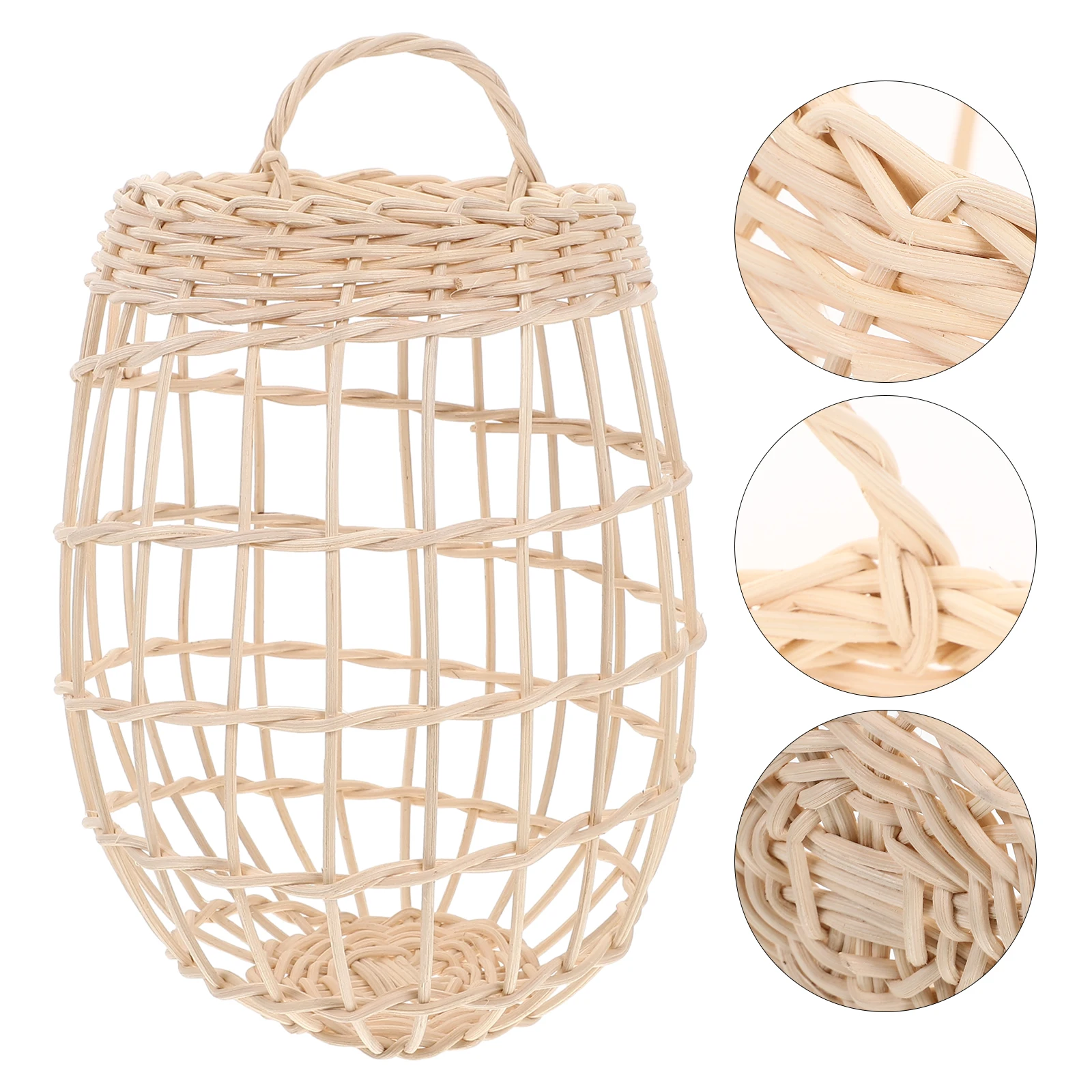 

Handmade Rattan Storage Baskets Wall Hanging Kitchen Garden Flowerpot Space Saving Drying Basket for Fruits Vegetables Bohemian