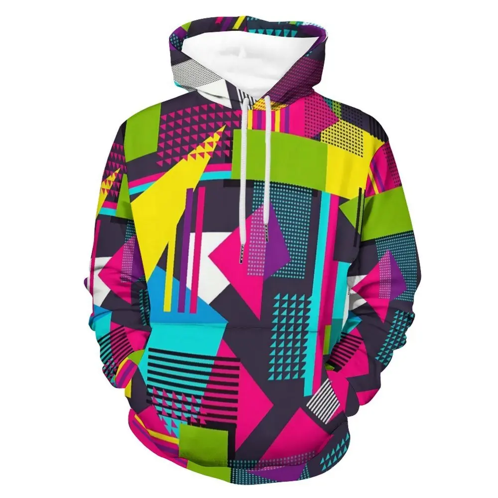 Colorful Graffiti 3D Print Men's Hoodie Street Hip Hop Fashion Oversized Pullover Sweatshirt Unisex Casual Long Sleeve Clothes