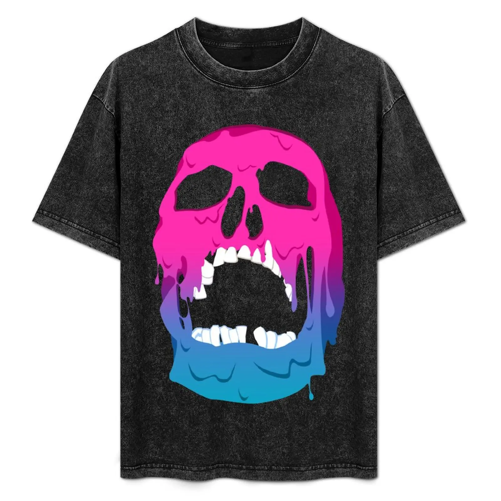 Melting Neon Skull T-Shirt summer shirt cute tops Men's t-shirts
