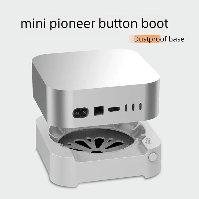 N36R-Stand Base For Mac Mini (2024)-Silver Grey& Yellow-Anti-Dust, High-Efficiency Cooling-Computer Accessory