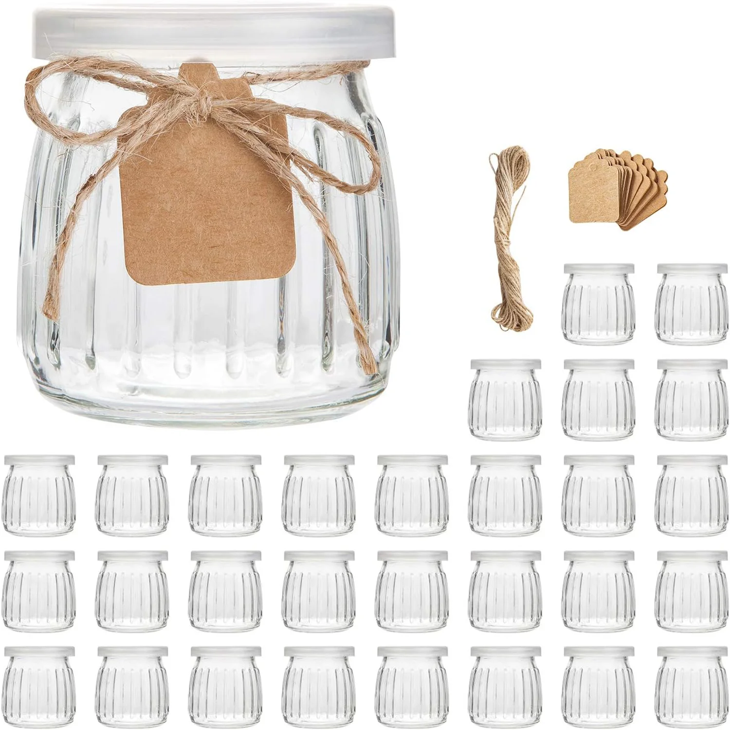 

4 oz Clear Yogurt Jars With PE Lids, Pudding Jars Ideal for Jam, Honey, Wedding Favors, Shower Favors