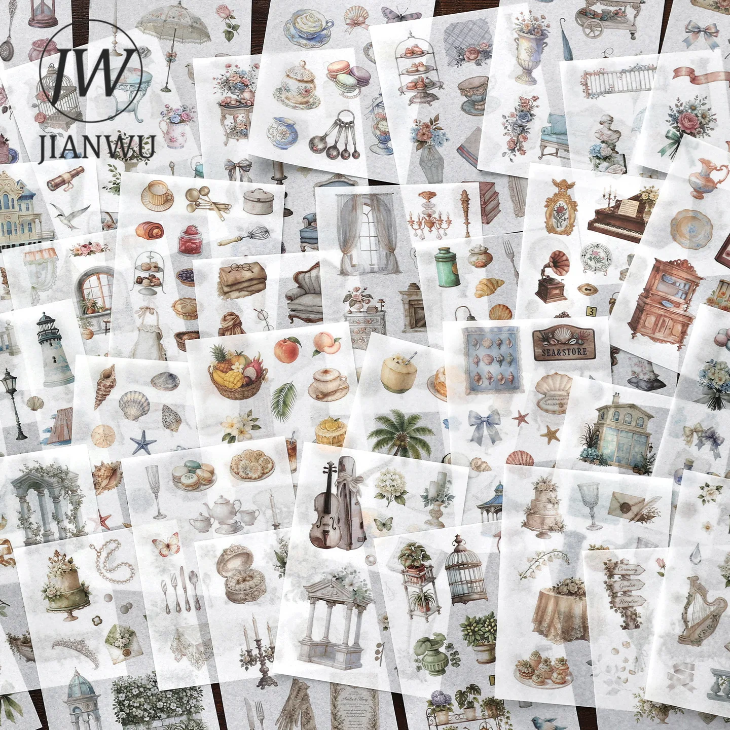JIANWU Vintage Life Plant Flower Landscape Material Collage Scrapbooking Sticker Book Creative DIY Journal Stationery