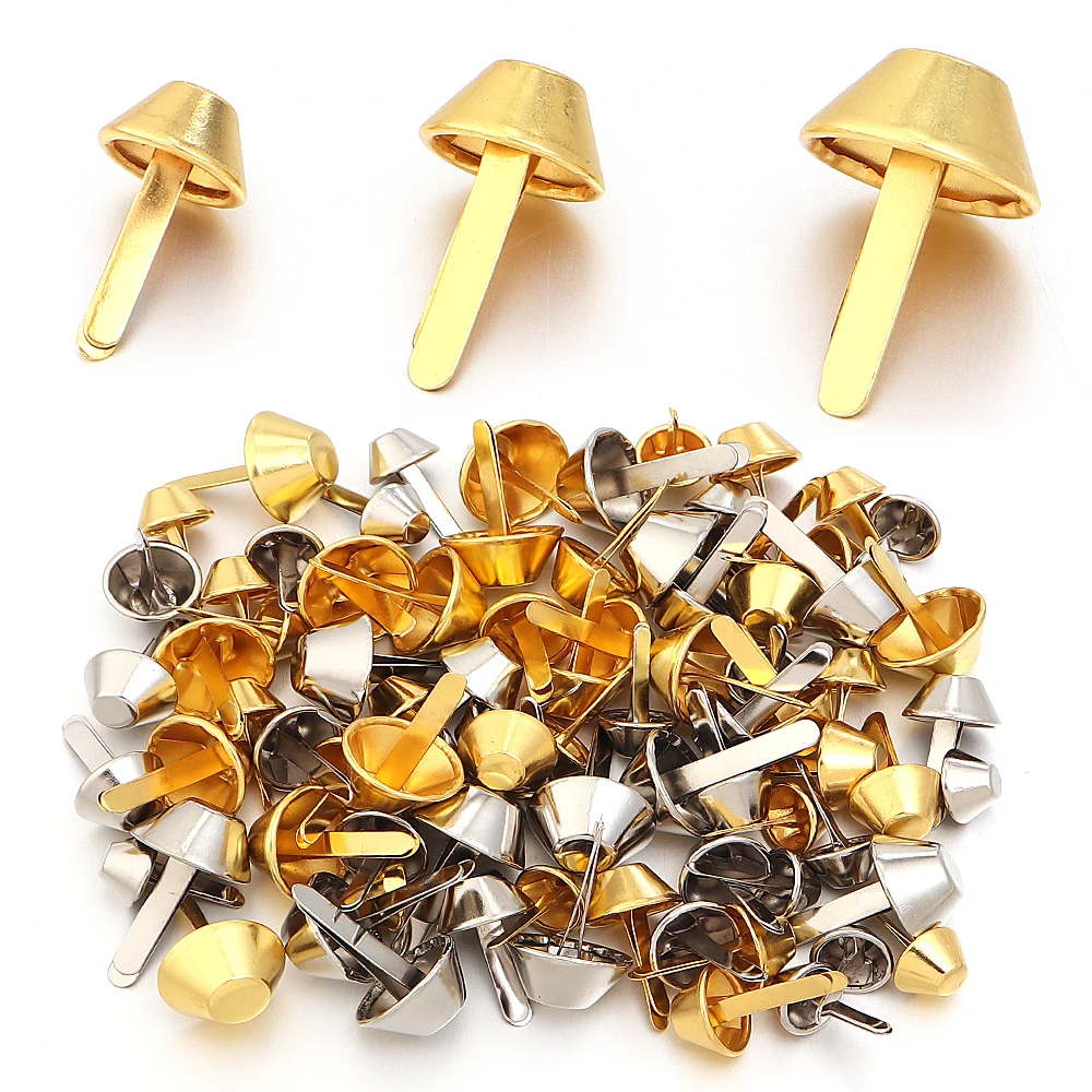 50pcs/lot Metal Metal Two-legged Feet Studs Two Prong Bag Feet Rivets Hardware for DIY Handbag Wallet Purse Accessories