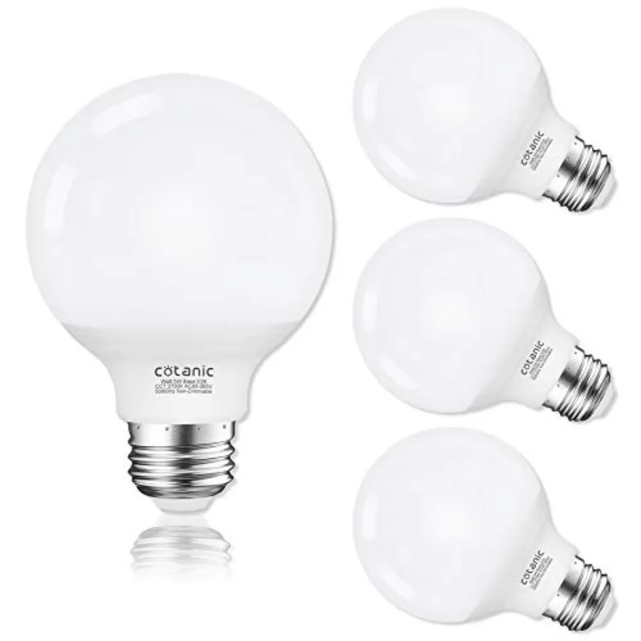 G25 LED Vanity Light Bulb White, Globe Light Bulbs for Bathroom Vanity Mirror 500LM, E26 Screw Base 5W 60W Incandescent Equival