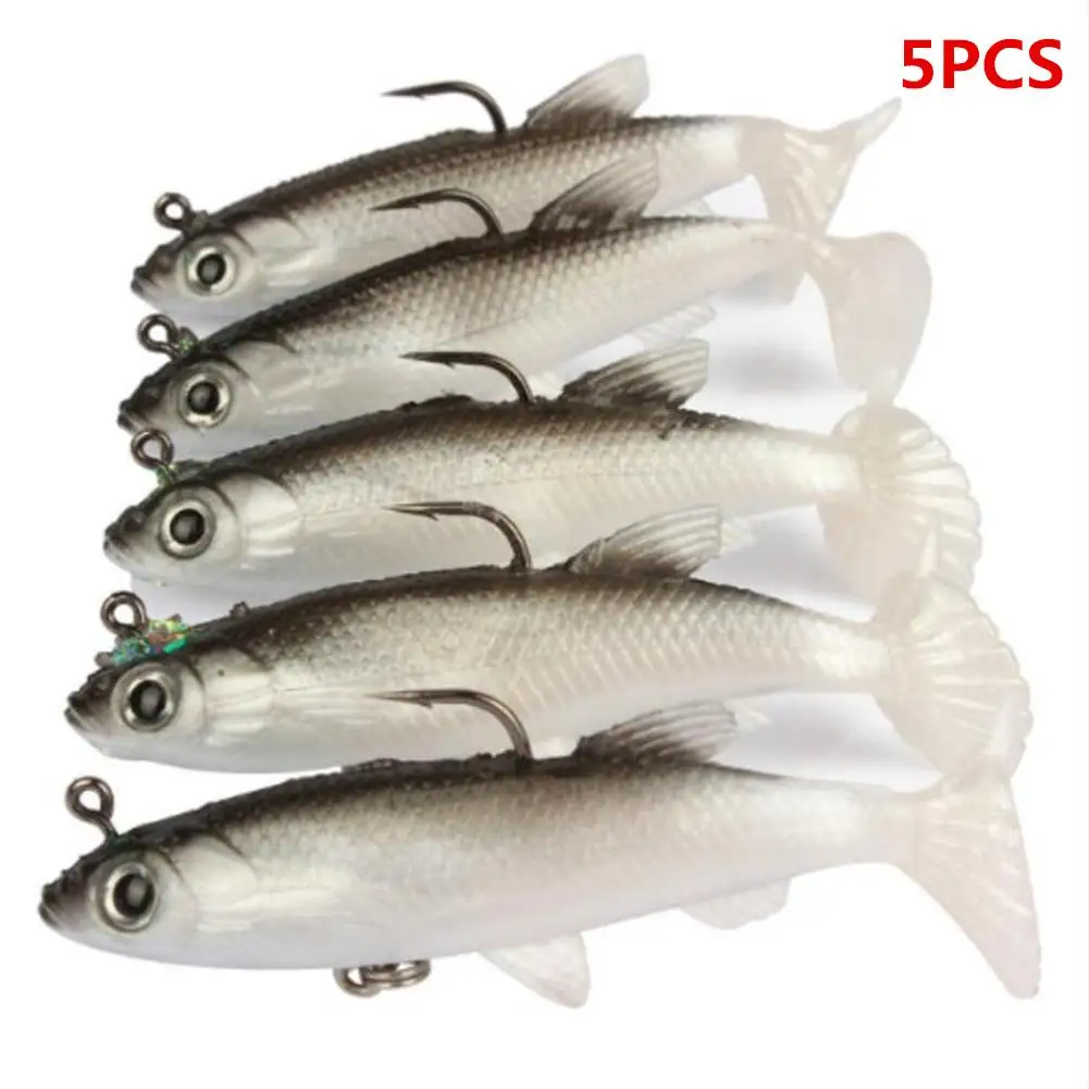 

5PCS 14.2g Sea Bass Fishing Lures Bass with T Tail Soft Fishing Lure Single Hook Artificial Bionics Bait