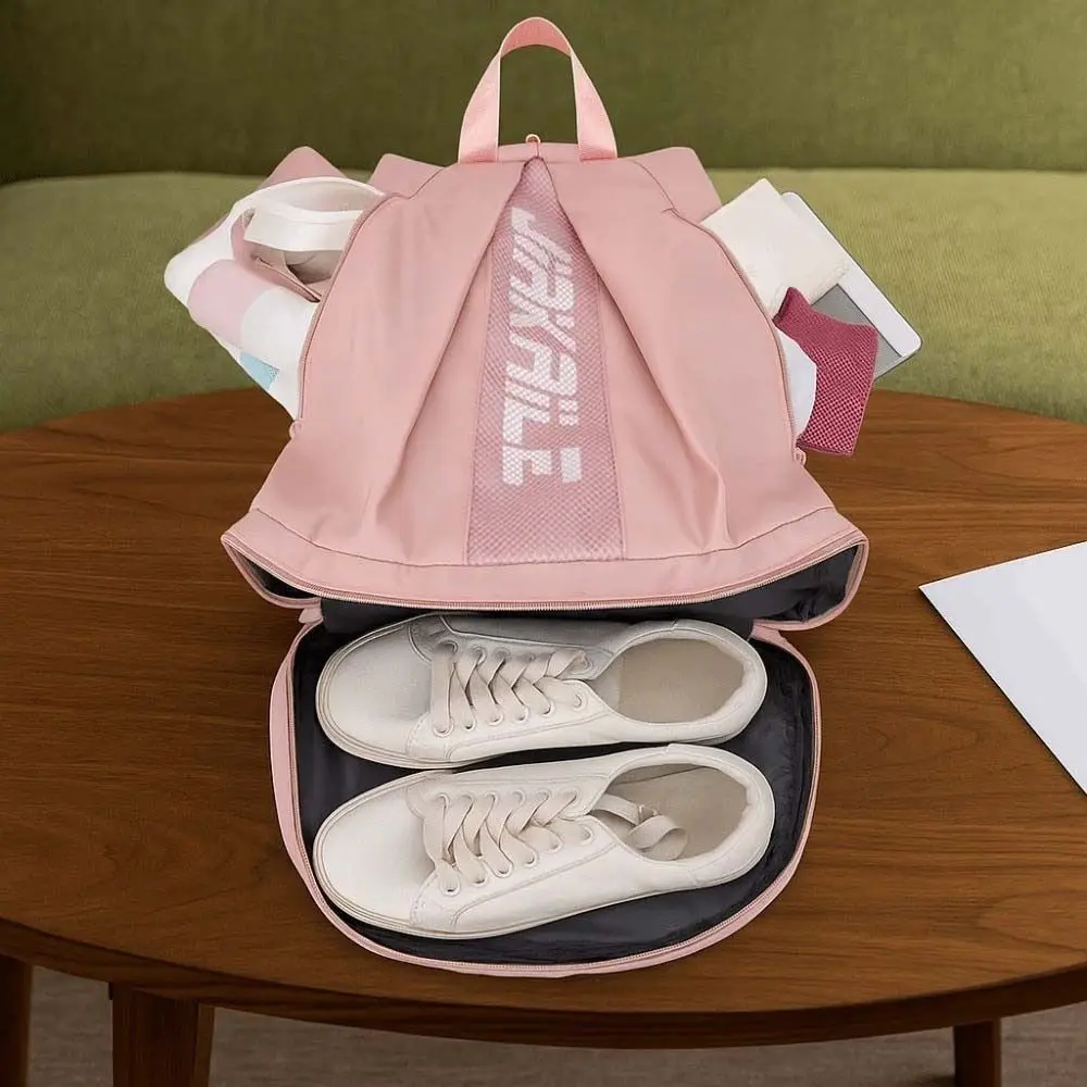 Portable Gym Backpack Large Capacity Adjustable Straps Fitness Storage Pouch with Bottom Compartment Anti-splash Water