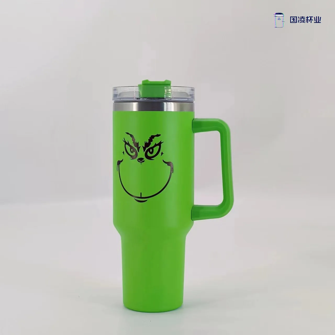 40oz Green Hair Monster Ice Bullion Cup Stainless Steel Car Cups Christmas Large Capacity Outdoor Sports Thermos Cups Handle