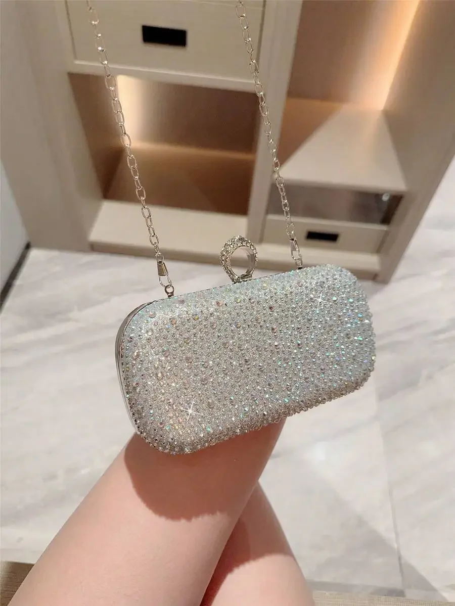 

Elegant Rhinestone Clutch With Chain Strap For Evening Party Wedding