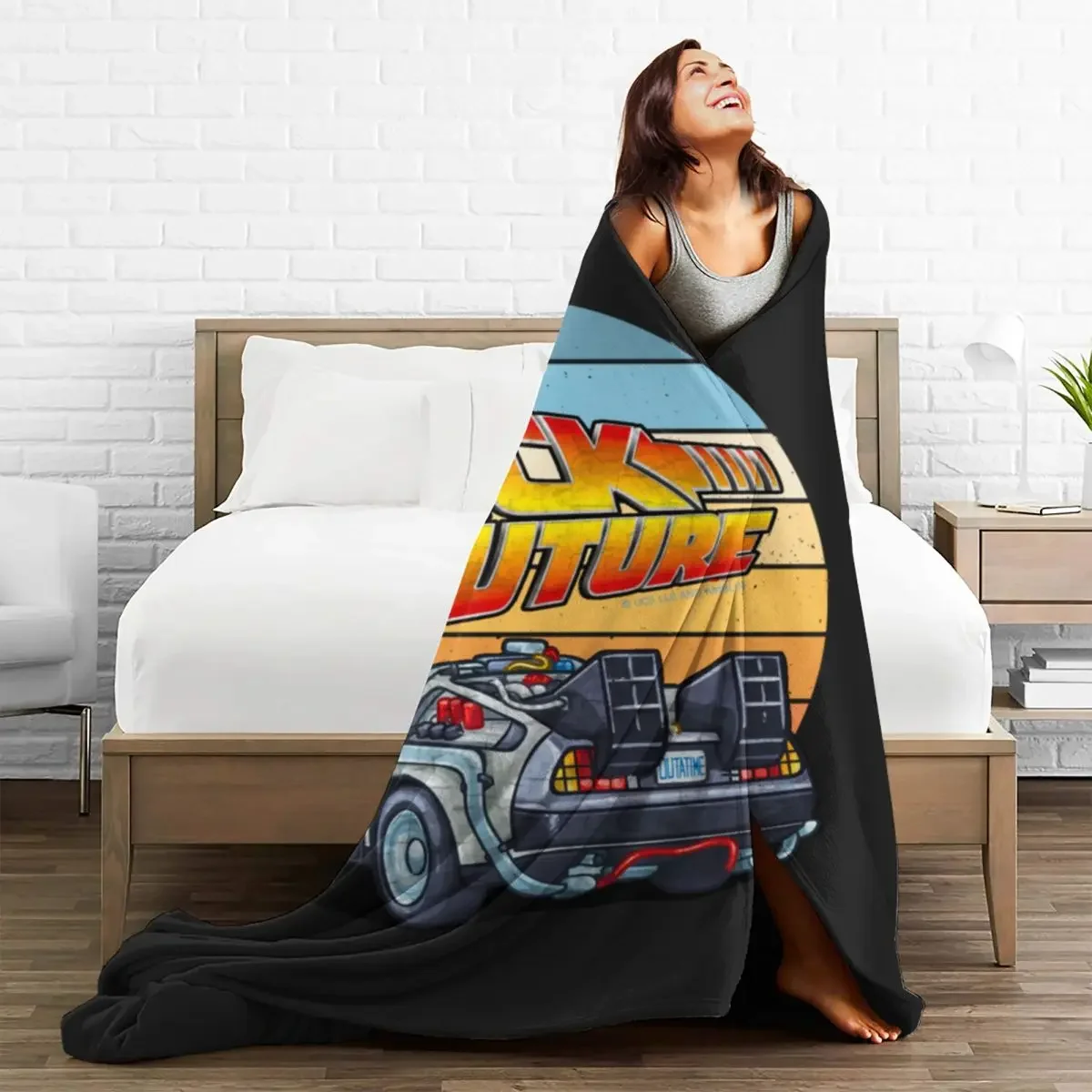 Back To The Future Flannel Blanket DMC DeLorean Super Soft Throw Blanket for Chair Sofa Bed Travel Fun Bedspread Sofa Bed Cover