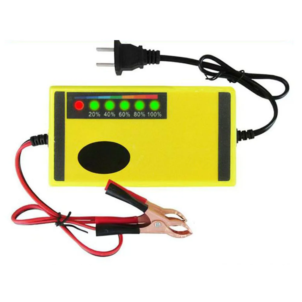 Nabíječka autobaterií DC 12V / 2A Rychlonabíjecí nabíječka autobaterií pro motocykly Nabíječka kyselých baterií ABS žlutá - náhled 3