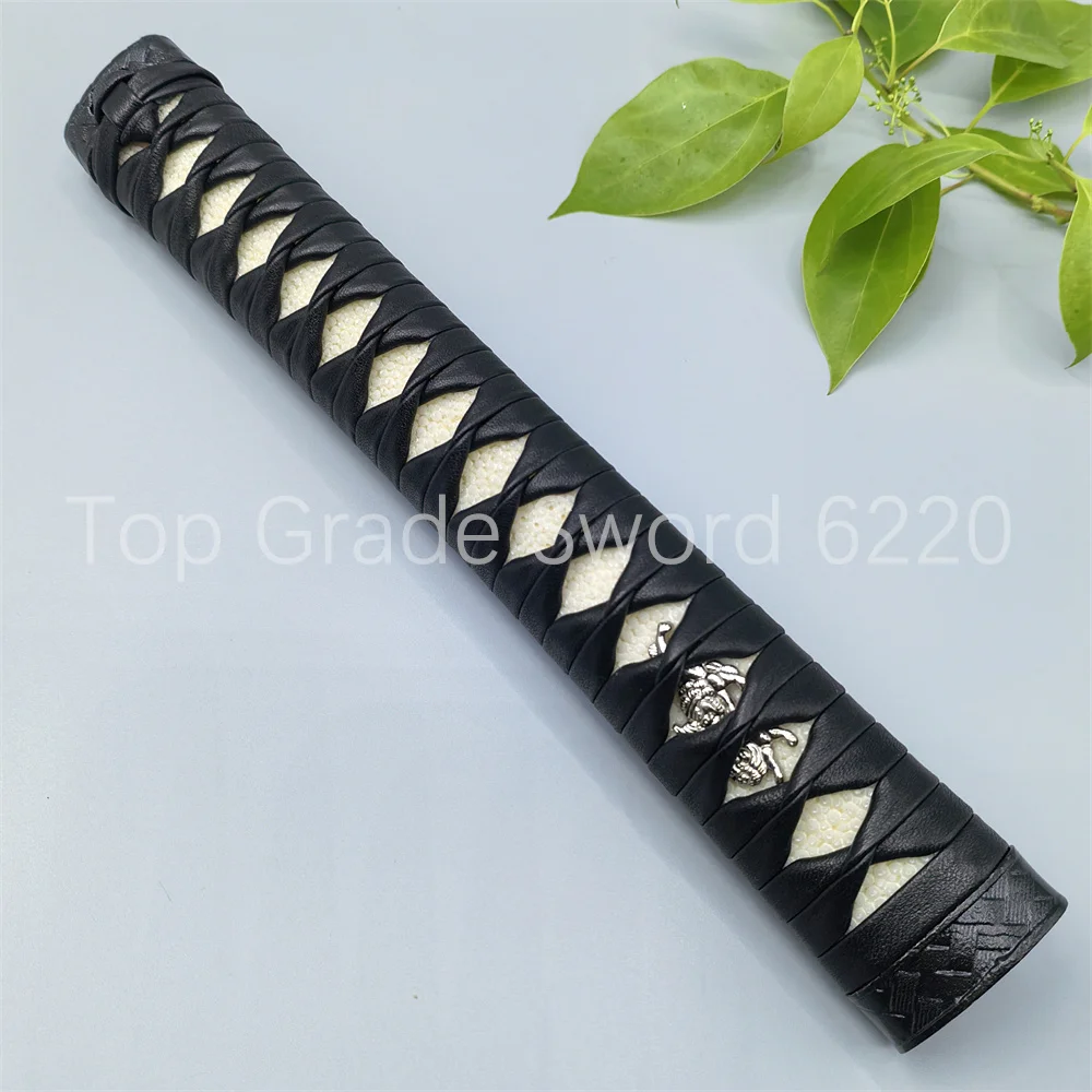

High Quality Black Tsuka Handle Real Rayskin Handle Steel Iron Tsuka For Japanese Samurai Sword Real Katana Tanto Fittings