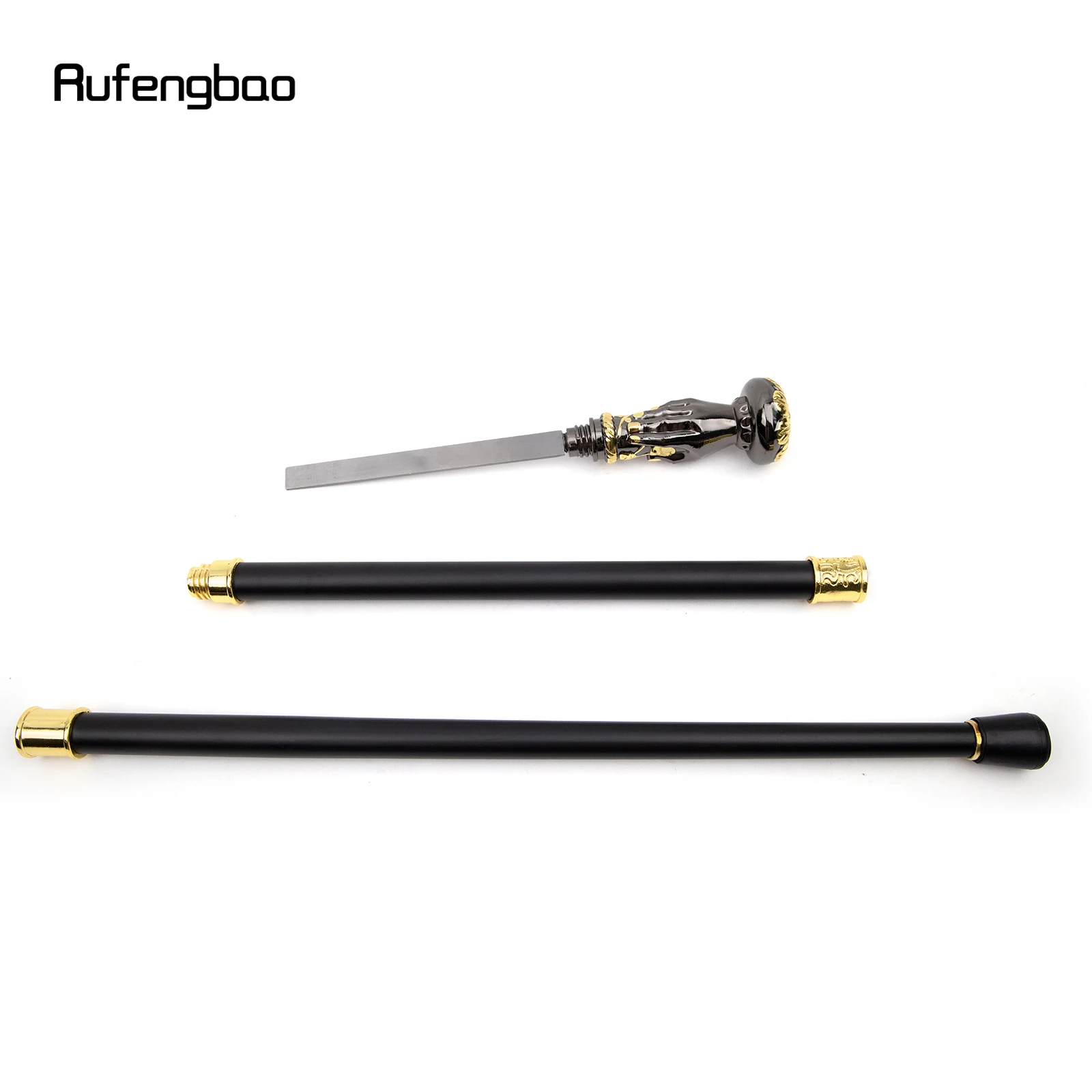 Golden Black Hand Hold Flower Handle Walking Stick with Hidden Plate Self Defense Fashion Cane Plate Cosplay Crosier Stick 93cm