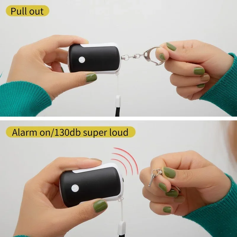 Rechargeable Self Defense Keychain Alarm-125 dB Loud Emergency Personal Siren Ring with LED Light – SOS Safety Alert Device