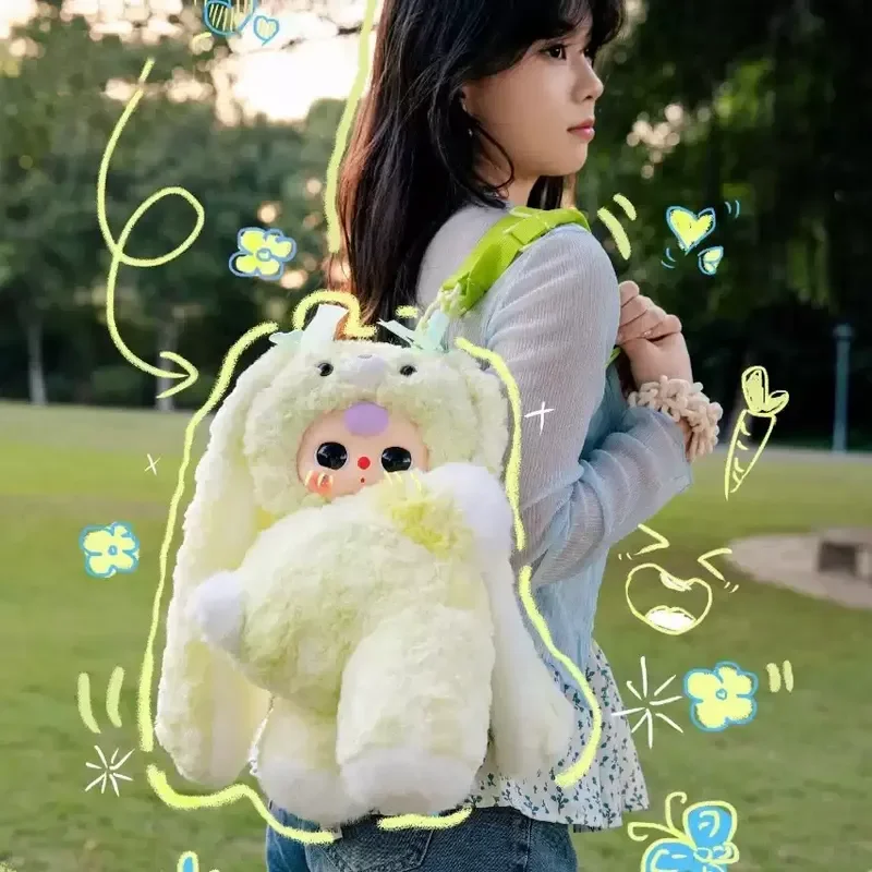 Kawaii Baby Tre abbracci Zaino per bambini Scatola cieca in peluche Zaino in peluche generale Bambola di cartone animato Sorpressioni Regalo di compleanno a sorpresa per ragazza