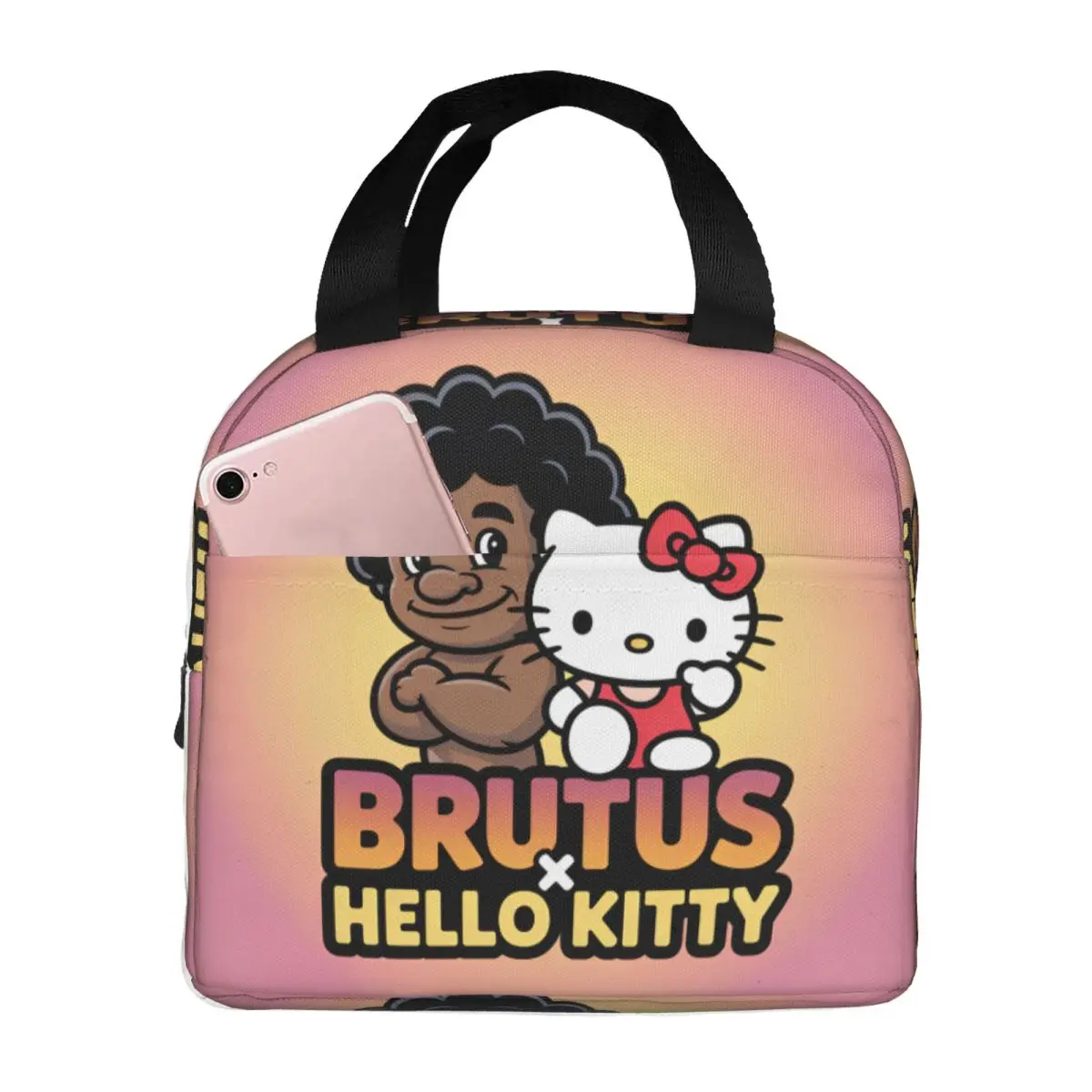 

Bruno Mars Hello Kitty2 Lunch Bag For Women Lunch Box Retro Picnic Cooler Bag Convenient Oxford Tote Food Bags
