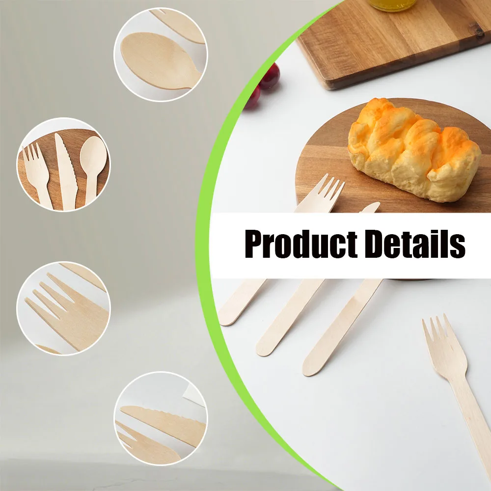 Disposable Wooden Spoon, Fork And Knife Individually Packaged Tableware Country Style Wedding Birthday Party Decoration Supplies