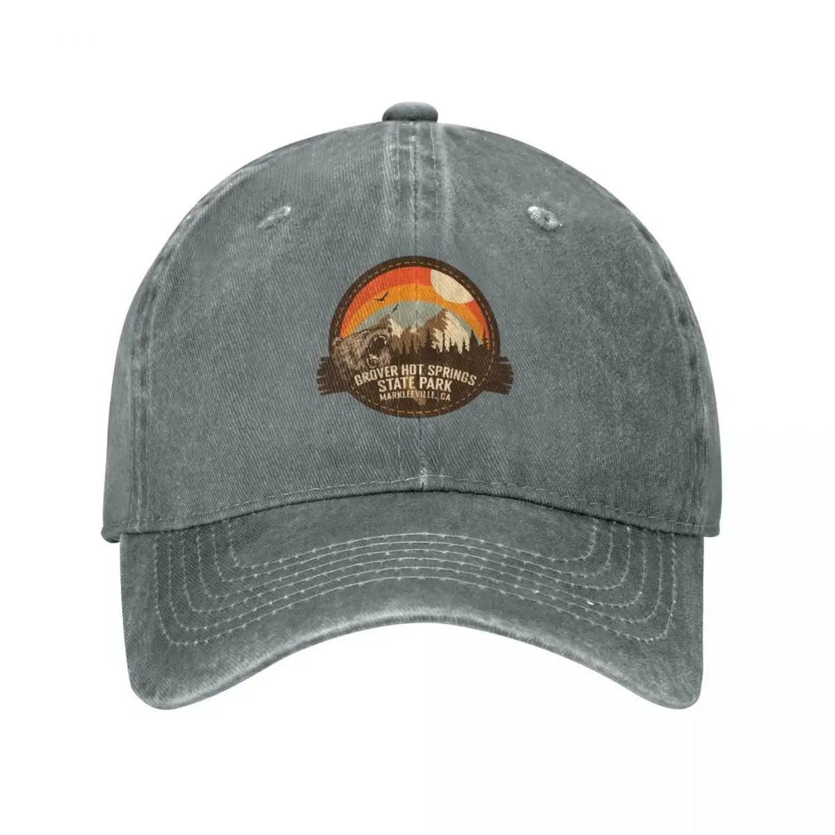 Grover Hot Springs State Park California - CA Retro Souvenir Badge Baseball Cap Big Size Hat Anime Mens Hats Women's