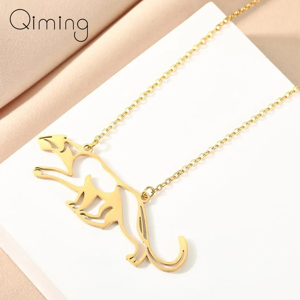 Stainless Steel Jaguar Pendant Necklace For Women Men Punk Wild Animal Jewelry Ancient Dainty Necklace Gift