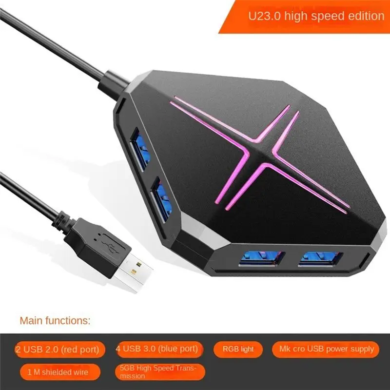 【COUPON!】USB Hub 3.0 Splitter 1 Drag 6 High-Speed with Sound Card TF SD Card Multi-Function Conversion Expansion HUB