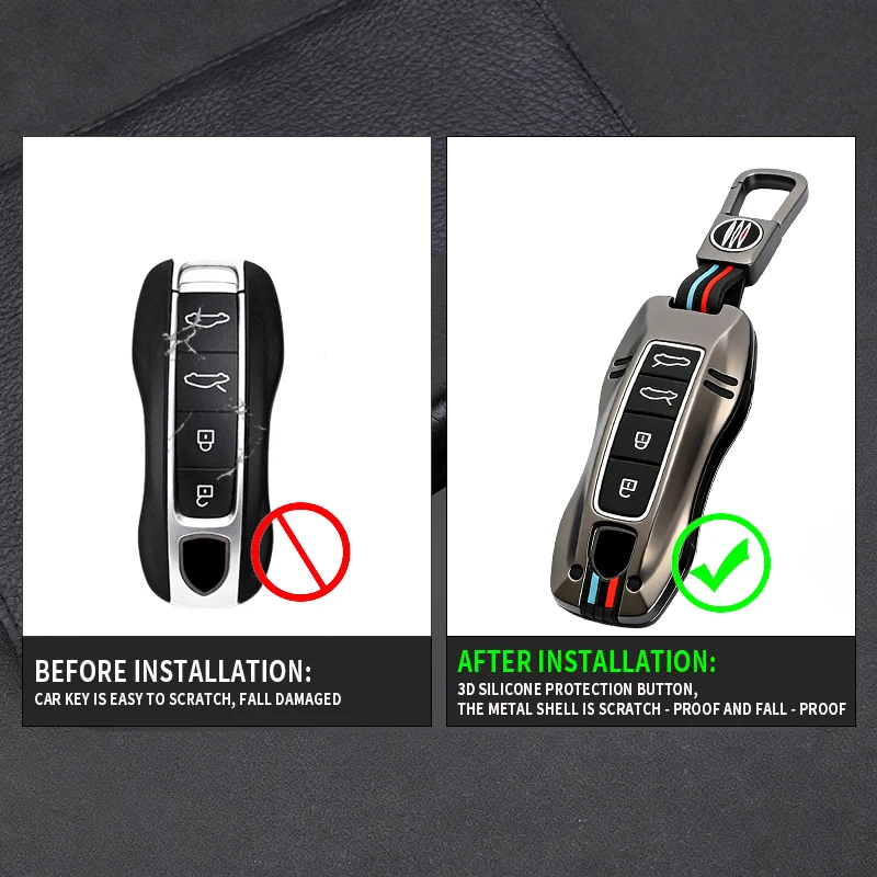 3/4 Tasten Zink-legierung Auto Schlüssel Fall Abdeckung Shell Fob Für Porsche Panamera Spyder Carrera Macan Cayman Cayenne 911 970 981 991 – Detail 3