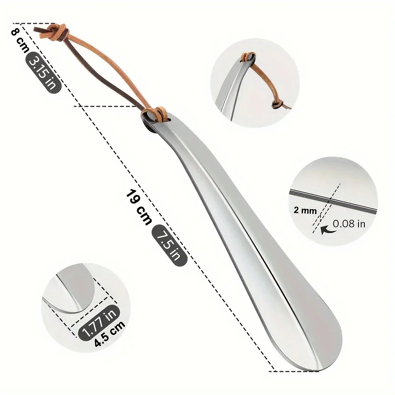1pc metal shoehorn, shoe assistant, suitable for the elderly, men, women, stainless steel shoehorn.