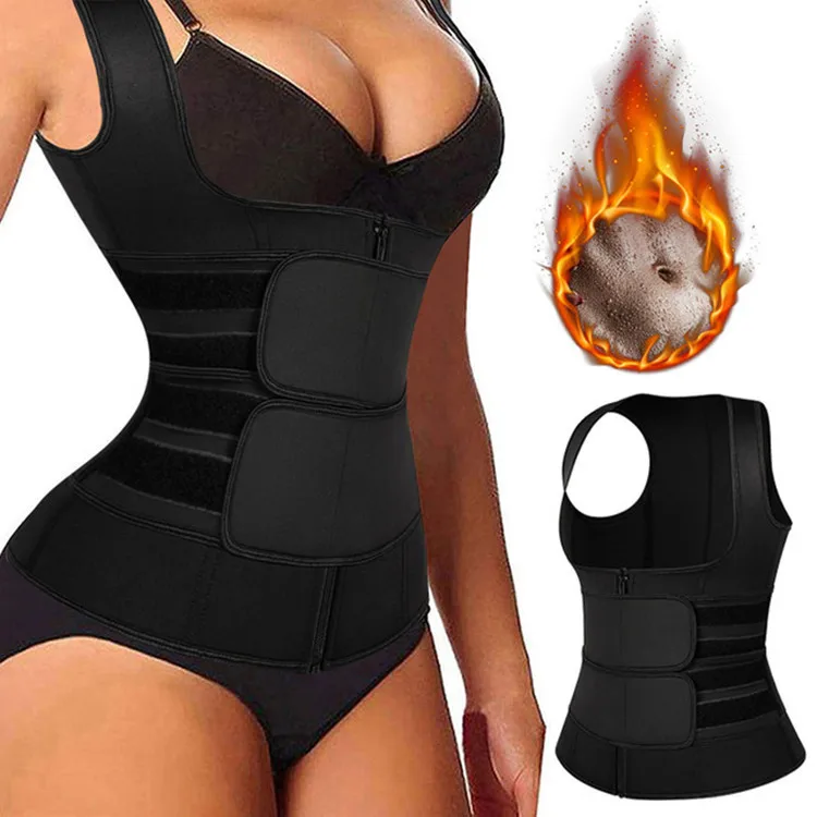 Women Neoprene Sauna Top for Weight Loss Zipper Waist Trainer Body Shaper Sweat Belt Workout Slimming Corset Belt