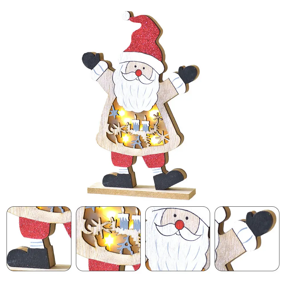 1Pcs Xmas Wooden Ornament Premium Material Handy Long Time Use Festive Decor Desktop Decoration Christmas Party Home