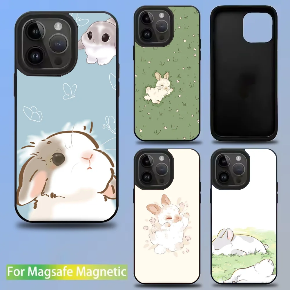 

Cute Cartoon Rabbit Phone Case For IPhone 16 15 14 13 12 11 Pro Mini Max Soft Magnetic Cover