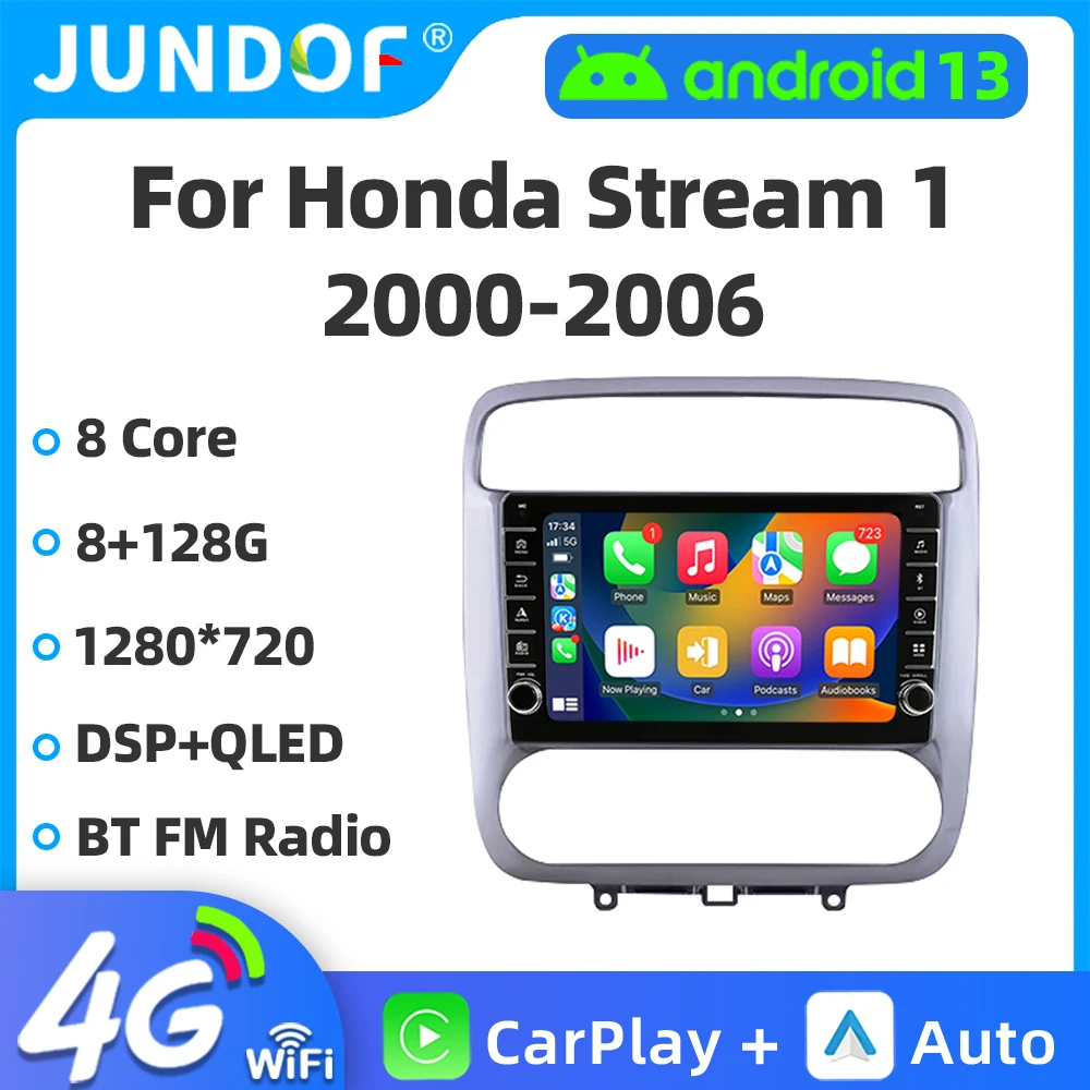 

Android 14 For Honda Stream 1 2000 - 2006 AT car radio Multimedia Video Player Navigation GPS Carplay WIFI 4G DSP Wireless Head