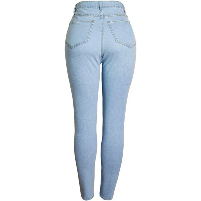 Cross-Border European and American plus Size Light Color Denim Skinny Pants FatMMStretch feet pantsTEMUAmazonSHEINForeign Trade