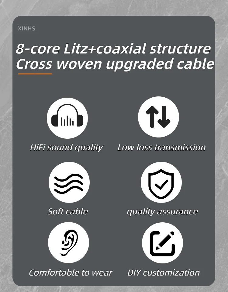 Hs70 fünf element hybrid 7n occ headset hifi upgrade kabel 2pin mmcx hd650 ist geeignet für cklvx d41 bravery f1 akg mk4 iem. – Detail 2