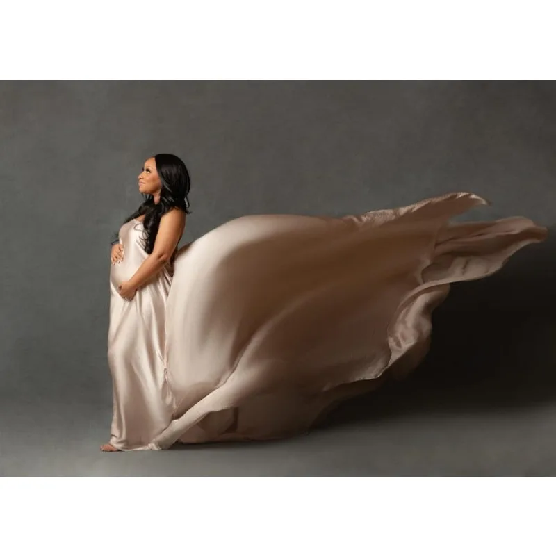 غلاف تصوير للأمهات من الساتان الحريري بطول 2 متر/4 متر مع مجموعة وشاح لالتقاط الصور أثناء الحمل، فيستدو ماتمينيداد-فساتين حوامل استحمام الطفل #5