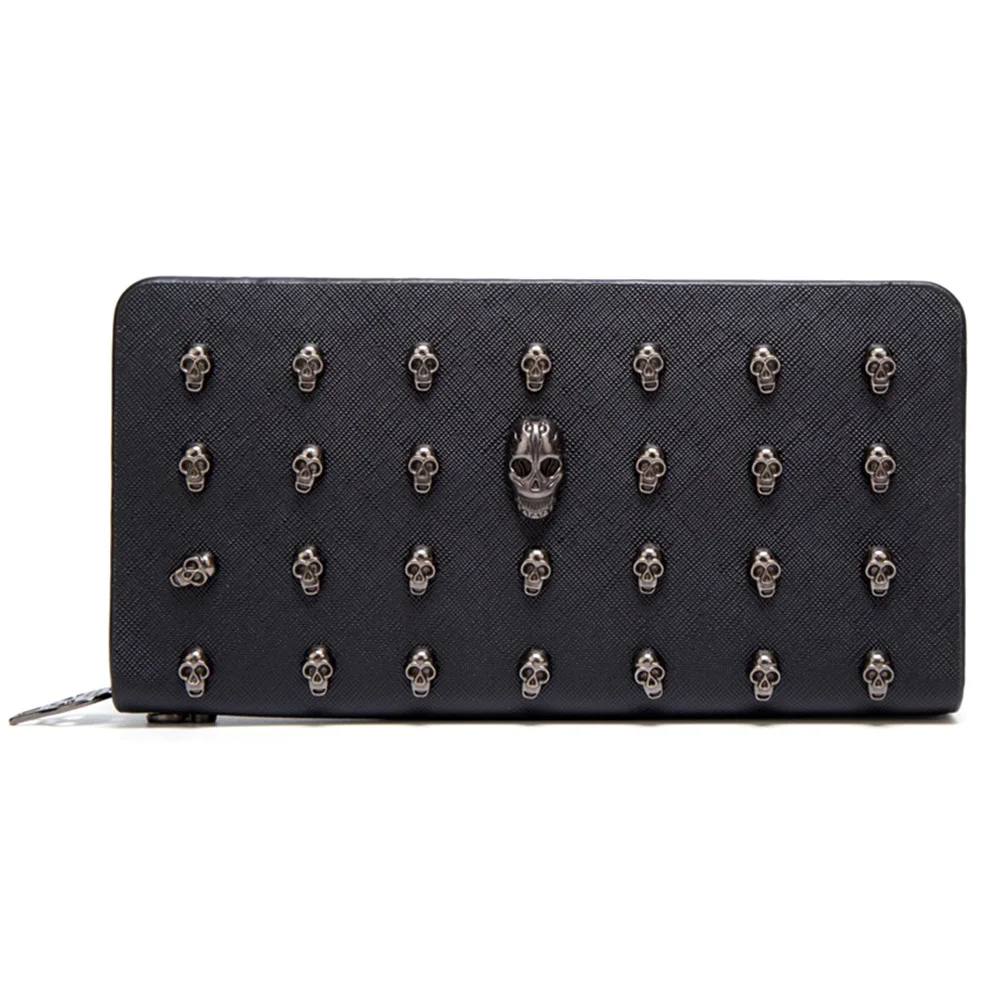Portafoglio da donna con cerniera lunga Porta carte di credito di grande capacità Porta monete Borsa da esterno Borsa multi-carta Design unico nero