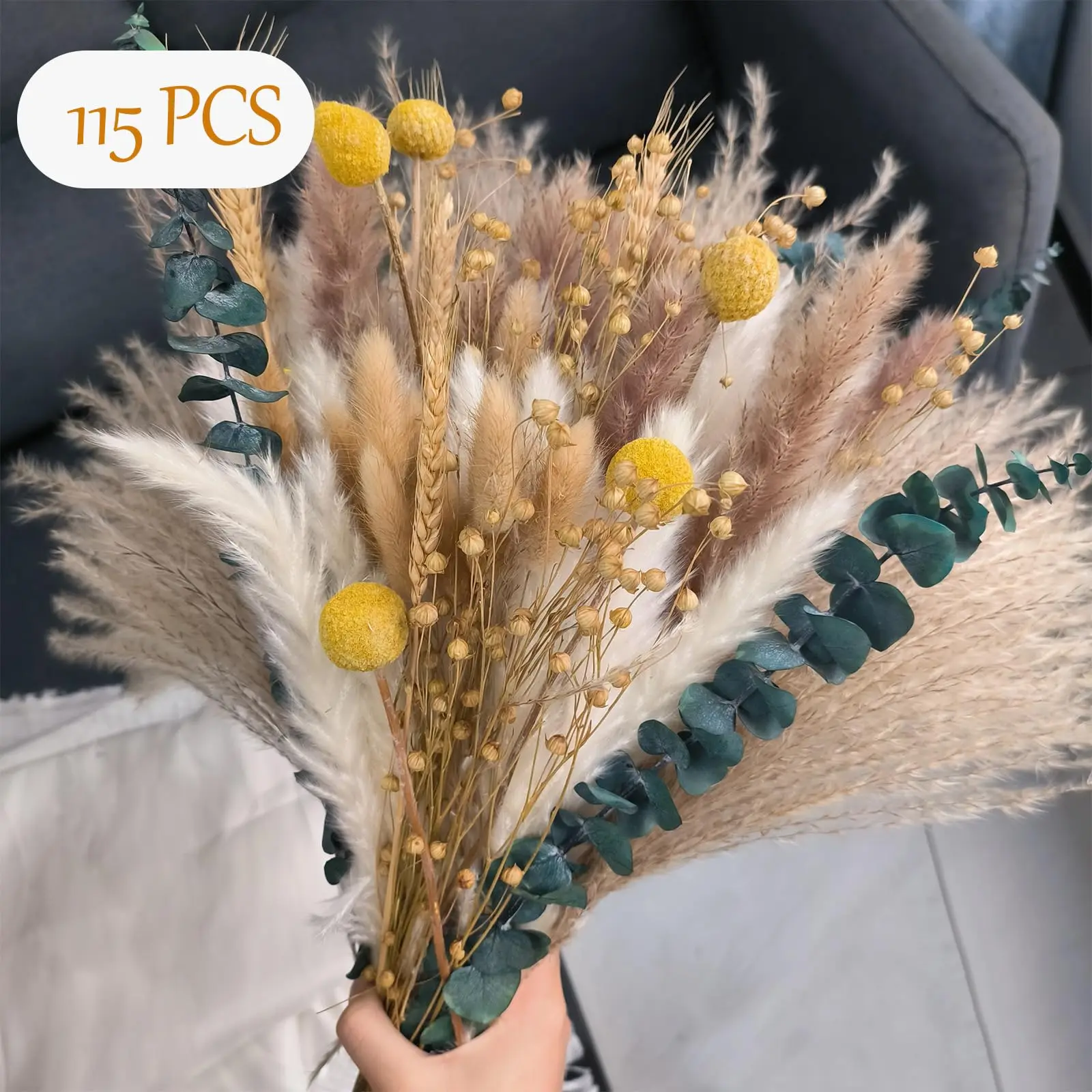 115pcs Dried Pampas Grass Wedding Floral Arrangements Bedroom Home Decor Natural Pompas Grass Boho Dried Flowers Bouquet