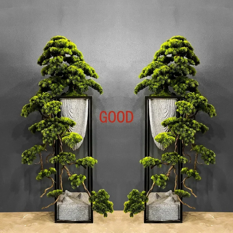 

Large-scale simulated welcome pine ornament, living room floor-to-ceiling flower stand, fake green plant bonsai.