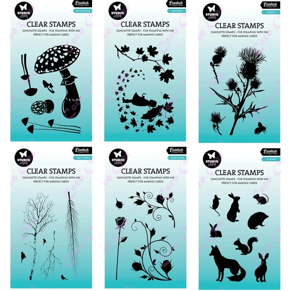 Artful Forest Flora and Fauna Clear Silicone Stamps for DIY Scrapbooking Craft Supplies Stamp Photo Album Card Making