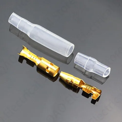 Imagen 1 del producto 25/50/100 juegos 4,0 Terminal tipo bala conector de cable eléctrico de coche diámetro 4mm juego de pines hembra + macho + caja Terminal de prensa en frío