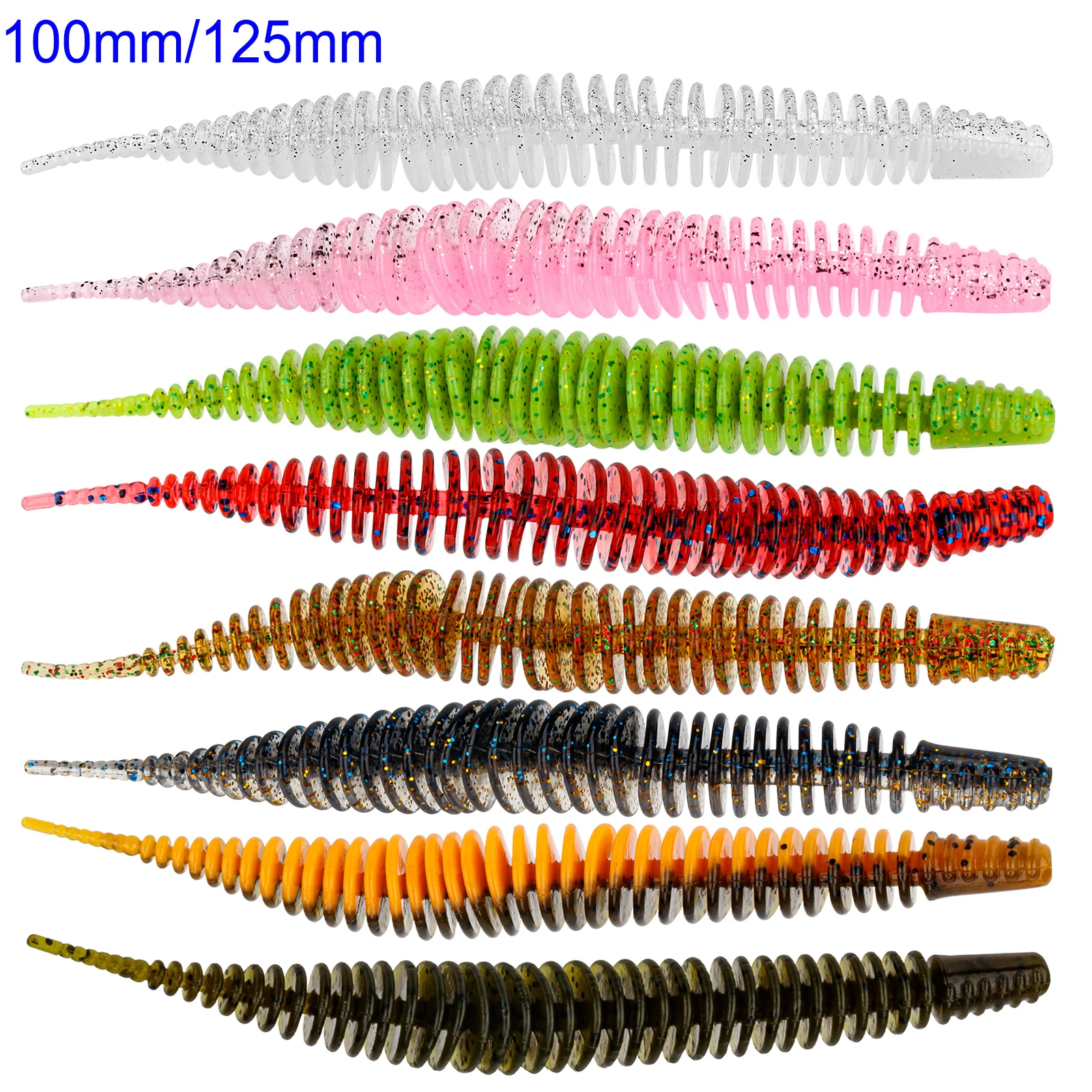 12/16pcs Soft Worm Baits 100mm 125mm Silicone Fishing Lures Swimbaits Freshwater Artificial Bait For Carp Bass Pike Fishing