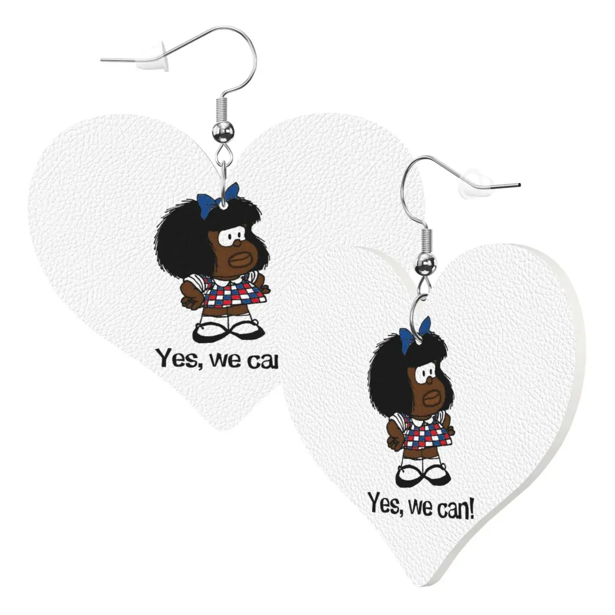 Custom Anime Mafalda Leather Earrings for Women Cartoon Quino Manga Teardrop Dangle Earrings Jewelry Accessories