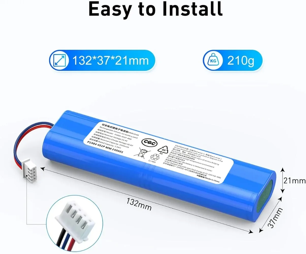 14.4V 5600mAh Rechargeable Li-ion Battery  BMS Protection Compatible with Ecovacs Deebot Ozmo 900 901 905 920 930 937 N8 N8 Pro