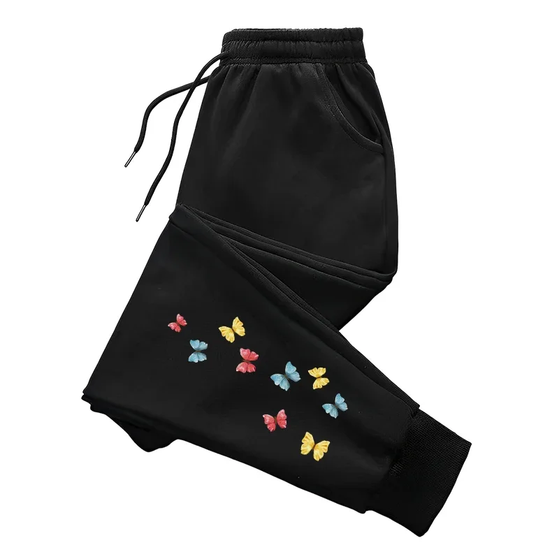 Bonito borboleta impressão sweatpants mulher quatro temporada diário casual desportivo jogger calças casa conforto ao ar livre respirável calças quentes