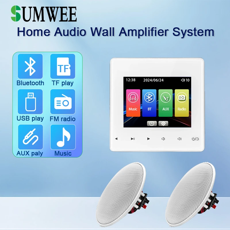 Heimkino Hintergrundmusik-Controller Audiosystem Wand-Leistungsverstärker Bluetooth TF AUX Sound Control Panel Deckenlautsprecher