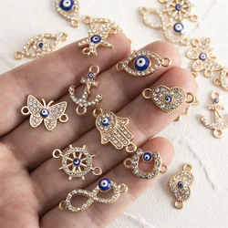 New 20pcs/lot Gold Color Multi-style Rhinestones Crystal Eyes Charms Pendant DIY Bracelet Necklace for Jewelry Accessories