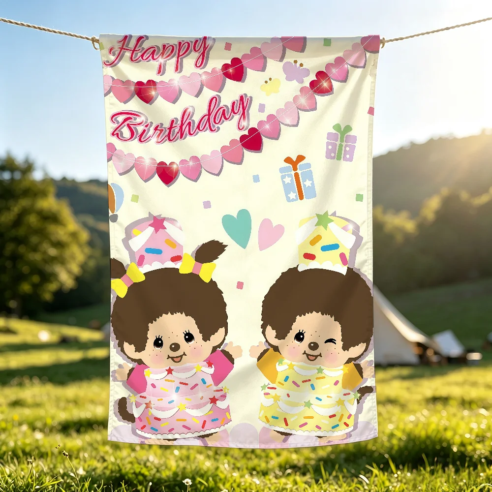 Cartoon M-Monchhichi Flag Personalized Banner For Football Festival Gym Outdoor Garden Sports Party Gift Decor Banner